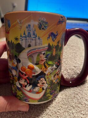 Vintage Walt Disney World 3D Coffee Mug Four Parks One World Mickey Cup